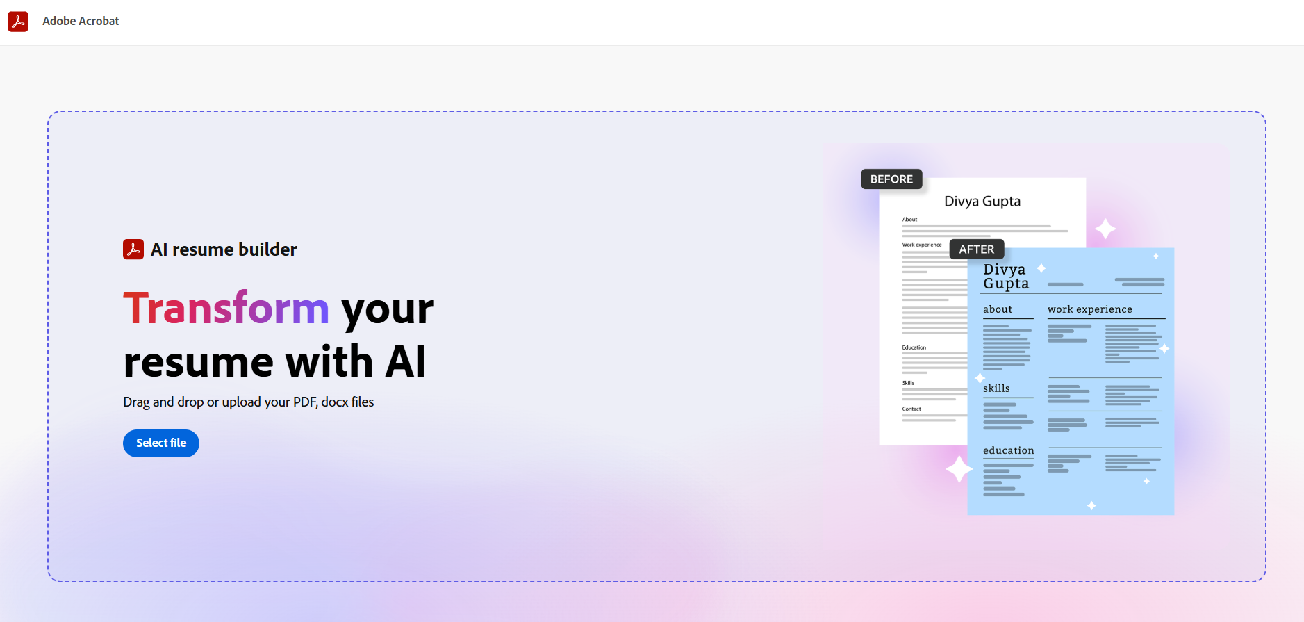 Adobe Acrobat in use to tailor an existing resume document