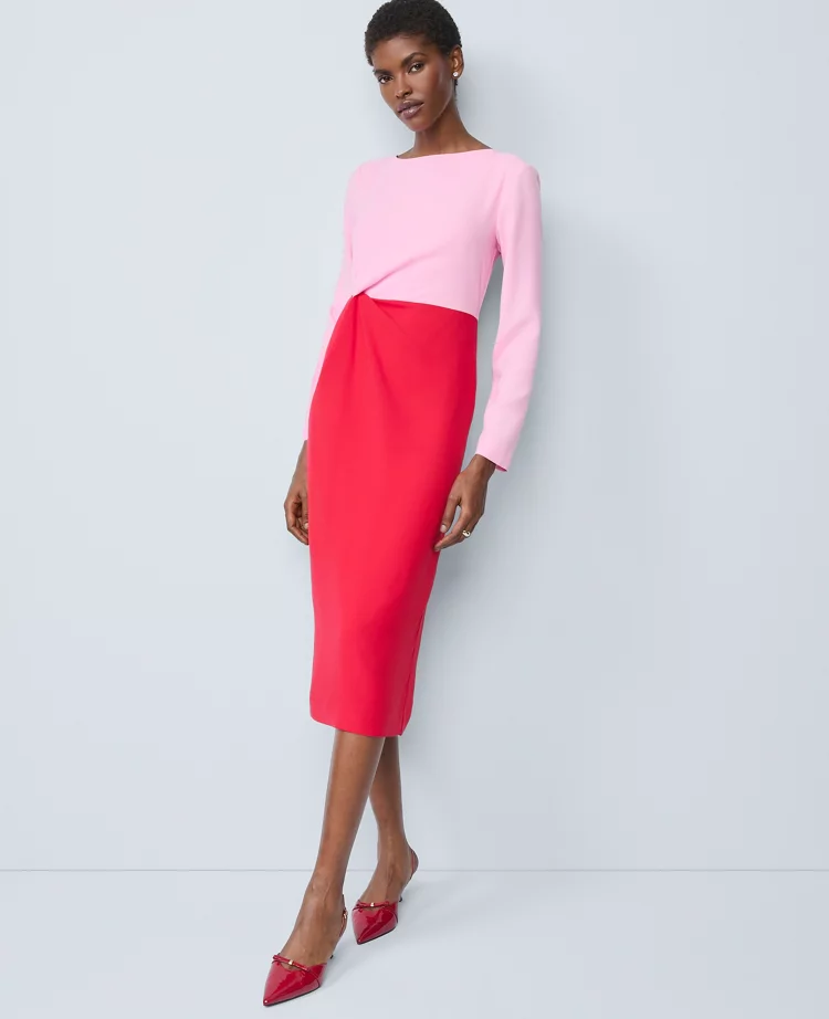 Colorblock Twist Midi Dress