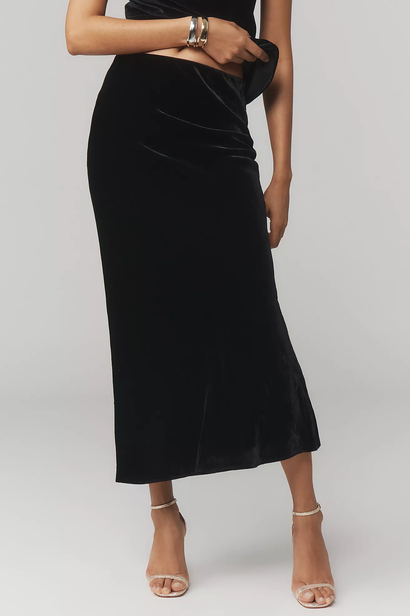 By Anthropologie Tilda Velvet Slip Maxi Skirt