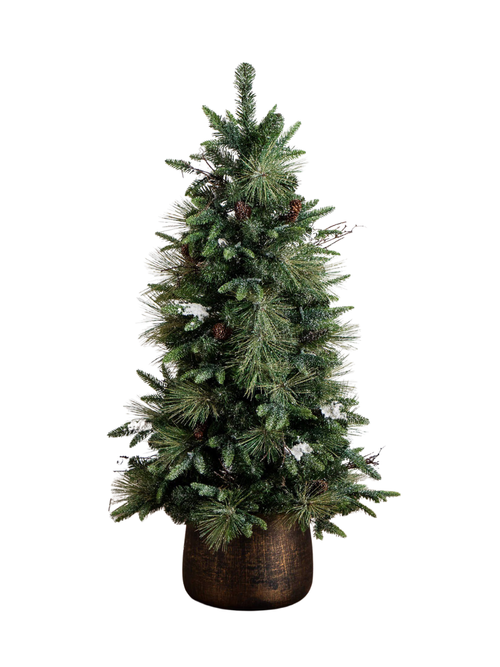 4' Pre-Lit Faux Snow-Dusted Mixed Pine Tree 
