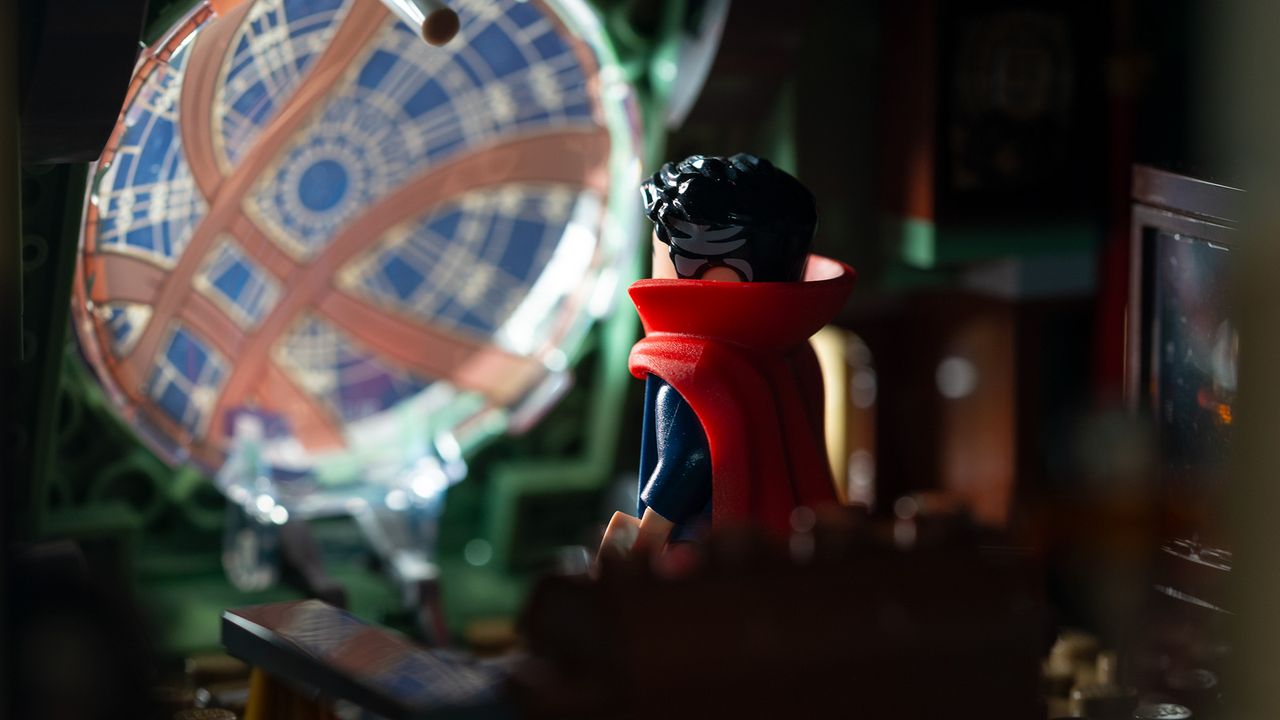 Doctor Strange looking out of the Window of the Worlds