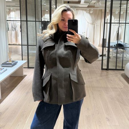 clementina jackson wears a jacket from the new H&M studio collection