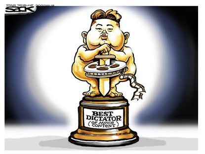 Editorial cartoon North Korea Sony movie hack