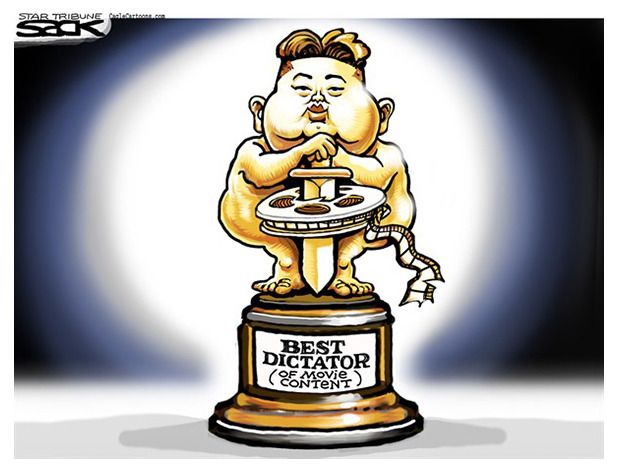 Editorial cartoon North Korea Sony movie hack