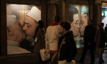 "Unhate" ads outside a Benetton store in Rome