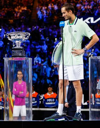 Daniil Medvedev giving a speech at the Australian Open finals award ceremony