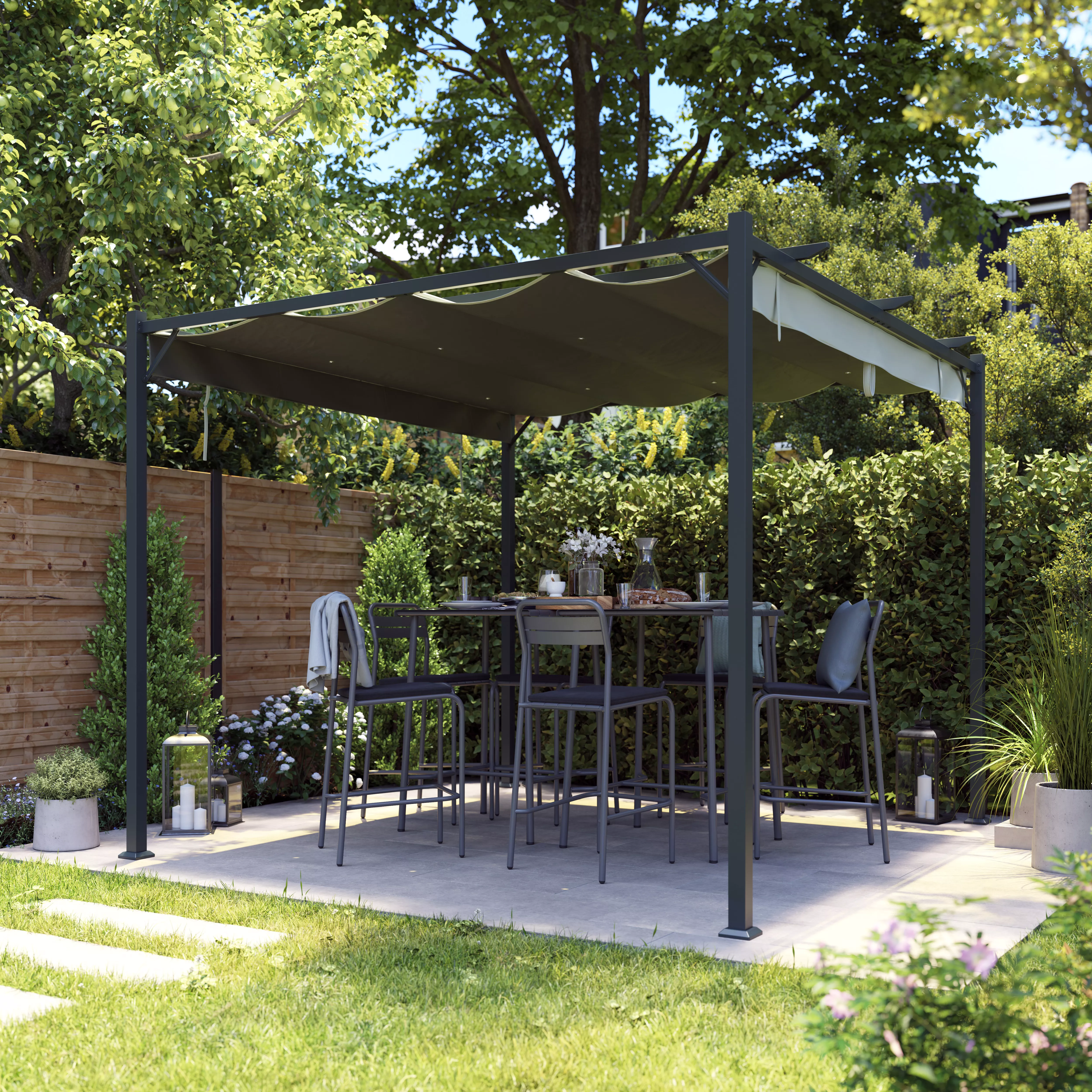 Klikstrom Aliz&amp;eacute; Square Pergola, (w)3m X (d)2.9m X (h)2.33m
