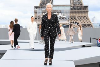 Helen Mirren walks the runway during the "Le Defile L'Oreal Paris 2021" Womenswear Spring/Summer 2022 show