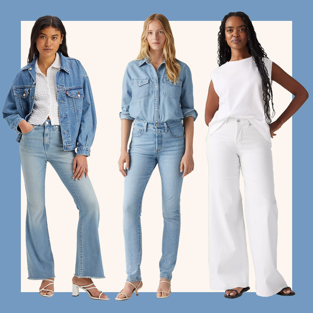 Models wearing Levi's jeans. 