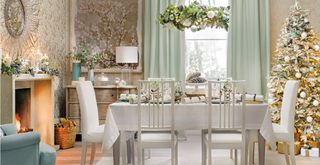 Dining room styled for Christmas