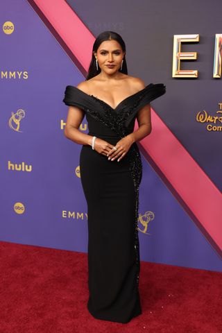 Mindy Kaling attends the 76th Primetime Emmy Awards at Peacock Theater on September 15, 2024 in Los Angeles, California.