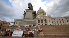 A memorial for State Rep. Melissa Hortman and her husband Mark is seen at the Minnesota State Capitol on June 16, 2025.