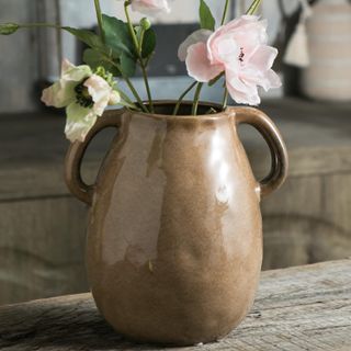 Brown Ceramic Vase with two handles