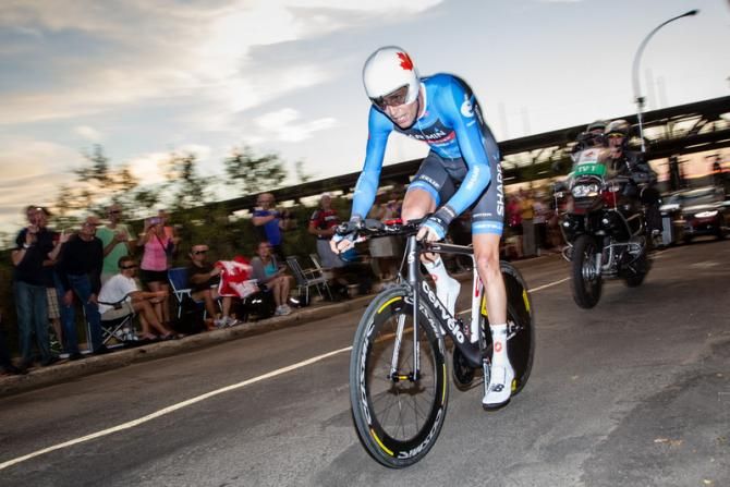 Ryder Hesjedal (Garmin-Sharp) came through to huge cheers from the fans.
