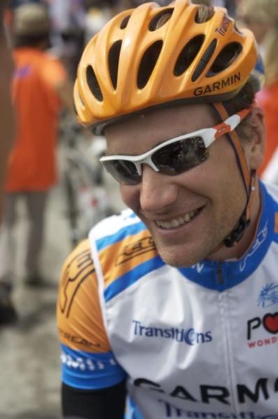 Garmin-Transitions' Dave Zabriskie looked happy ahead of an important stage.