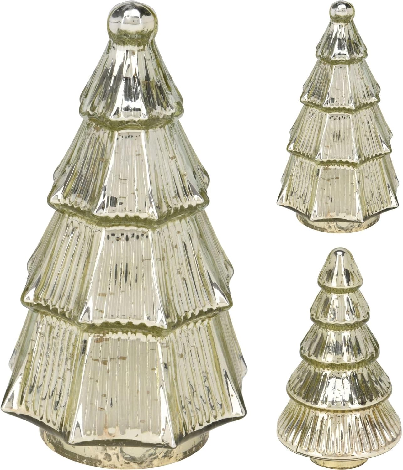 Carousel Home Medium Gold Glass Christmas Tree Ornament | Freestanding Christmas Tree Statue Decoration - 20cm ~ Design Varies One Supplied