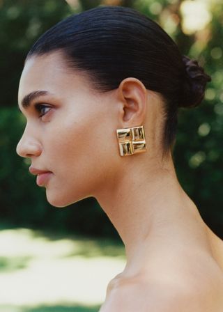 Earrings With Geometric Relief