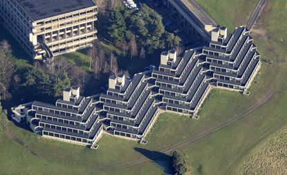 Ariel view of a building and site