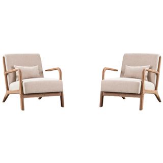 George Oliver Juelze 26-inch wide Linen Armchair with solid wood foot set of two available at wayfair
