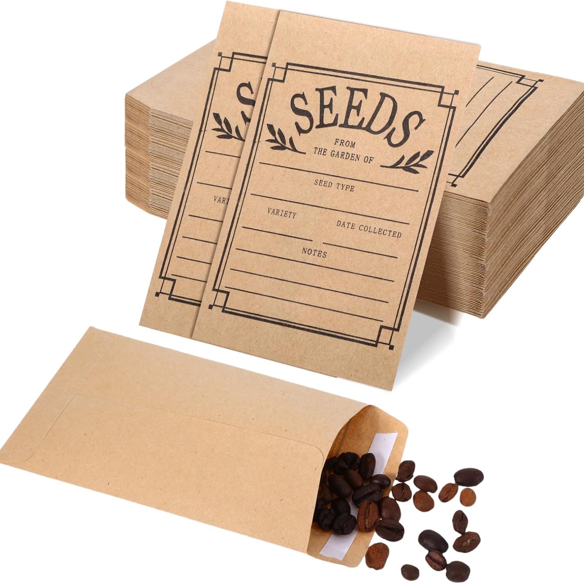 Brown Seed Envelopes for Self-Collected Seeds, 100pcs