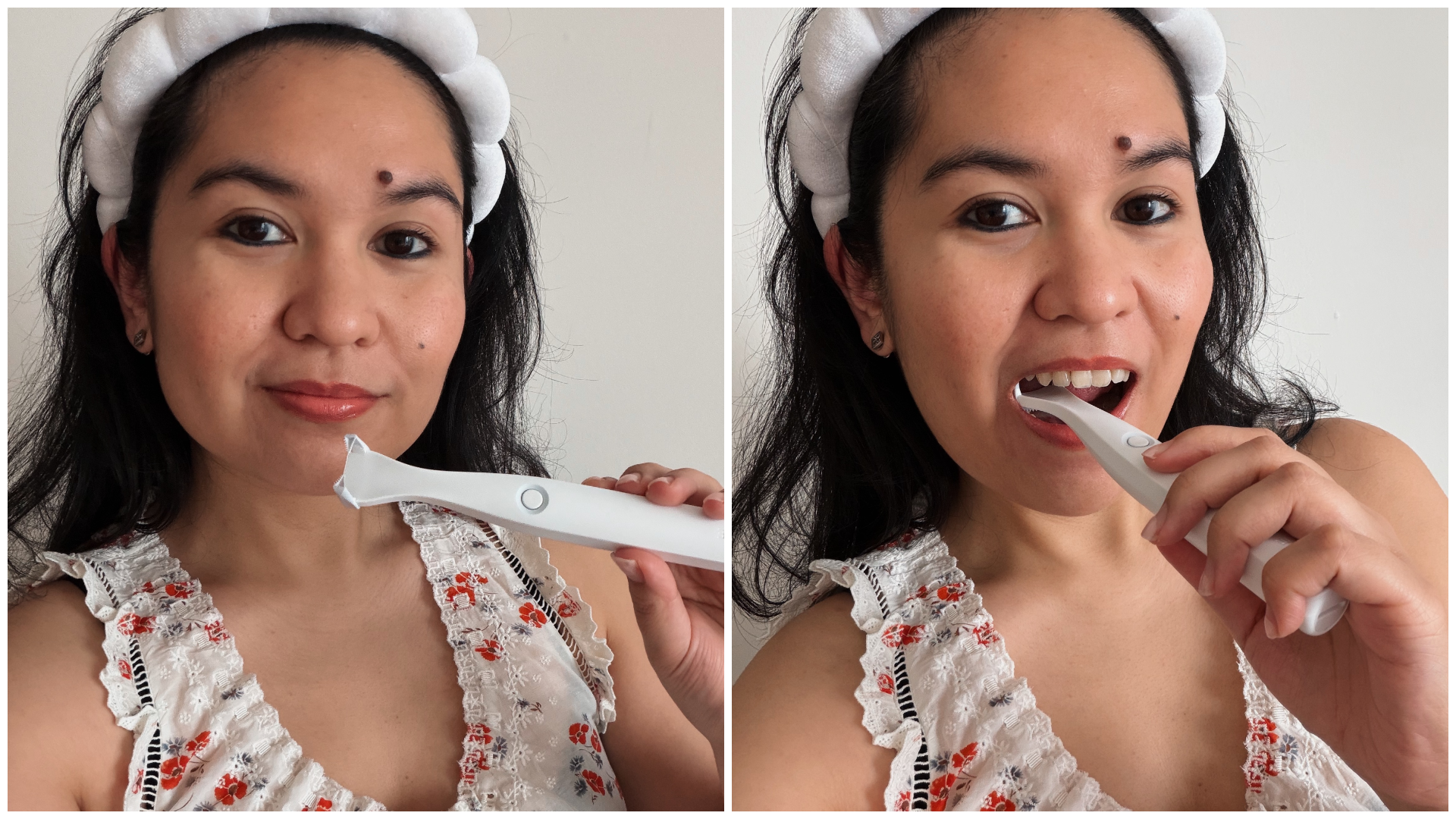 Audrey Noble using the Slate flossing device