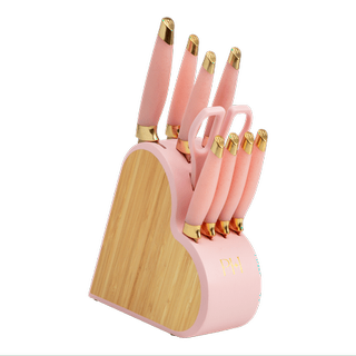 Paris Hilton 10-Piece Heart-Shaped Stainless Steel Knife Block Set, Pink