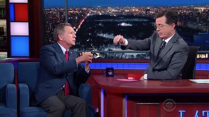 John Kasich tells Stephen Colbert why the GOP debates are so dumb