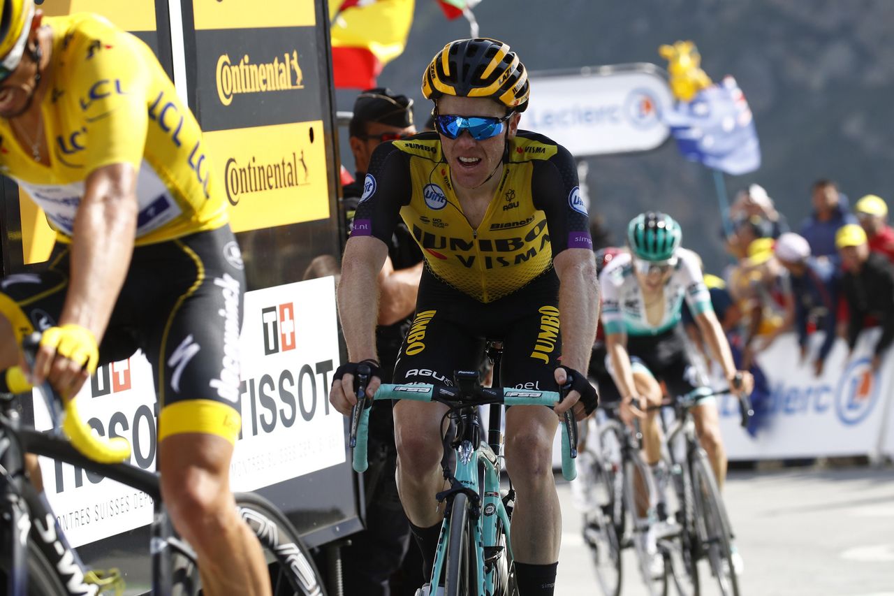 Steven Kruijswijk finishes third on the Tourmalet