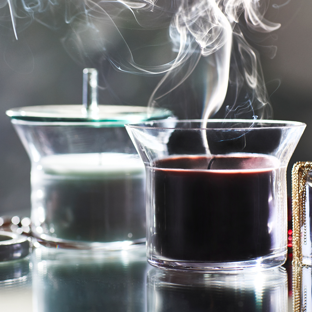 scented candles with glass jars