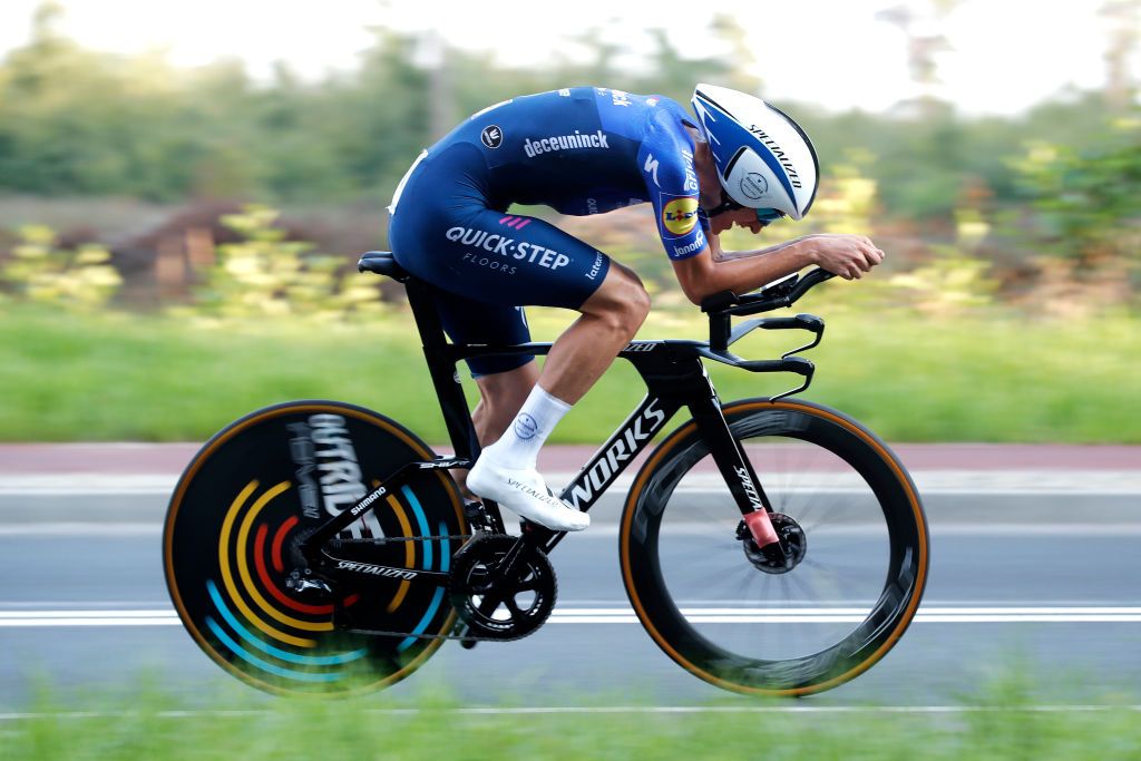 KATOWICE POLAND AUGUST 14 Mikkel Honor Frlich of Denmark and Team Deceuninck QuickStep competes during the 78th Tour de Pologne 2021 Stage 6 a 19km Individual Time Trial stage from Katowice to Katowice TourdePologne TDP2021 UCIWT on August 14 2021 in Katowice Poland Photo by Bas CzerwinskiGetty Images