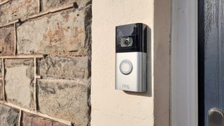 Ring Video Doorbell 3 mounted to writer's wall