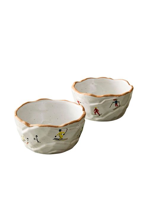 St. Jude Holiday Skiers Stoneware Nut Bowl