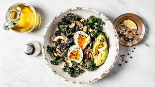 Kale salad with olive oil and eggs