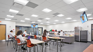 Oakland Community College kitchen classroom.