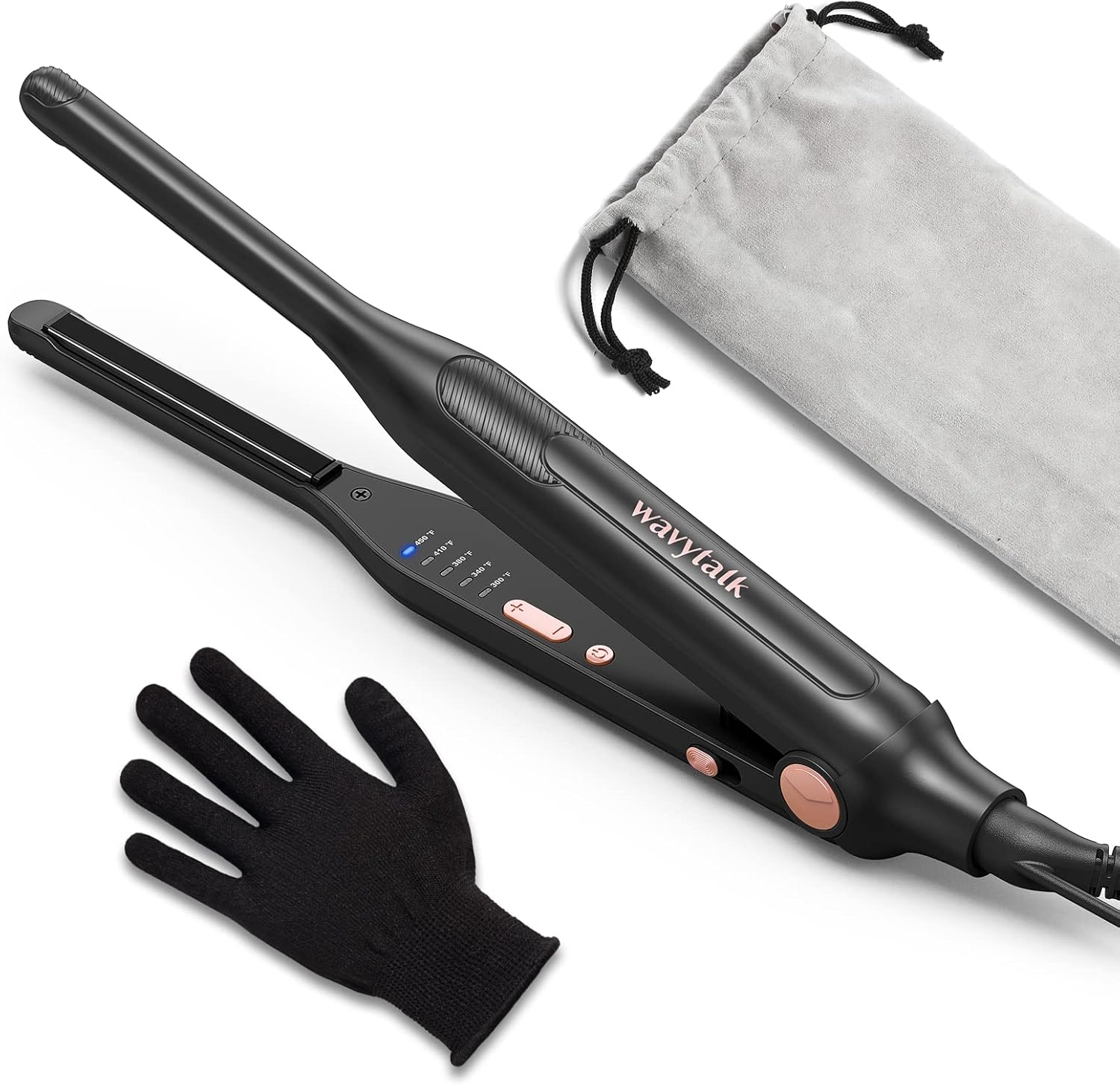 Wavytalk 3/10&quot; Small Flat Iron, Pencil Flat Iron for Short Hair, Pixie Cut and Bangs, Curling Iron for Short Hair, Mini Hair Straightener for Edges With Anti-Pinch Design, Tiny Hair Straightener