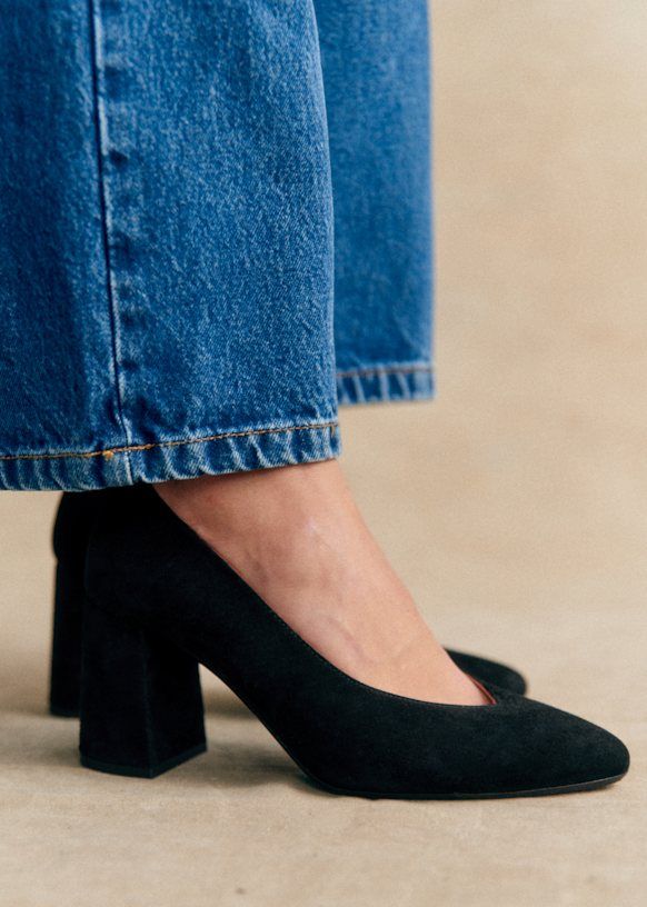 Alice High Heels - Black - Suede Goatskin Leather - Sézane