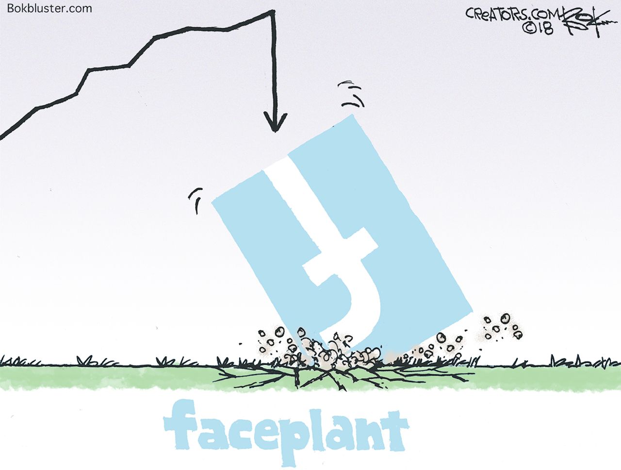 Editorial cartoon U.S. Facebook faceplant stock drop