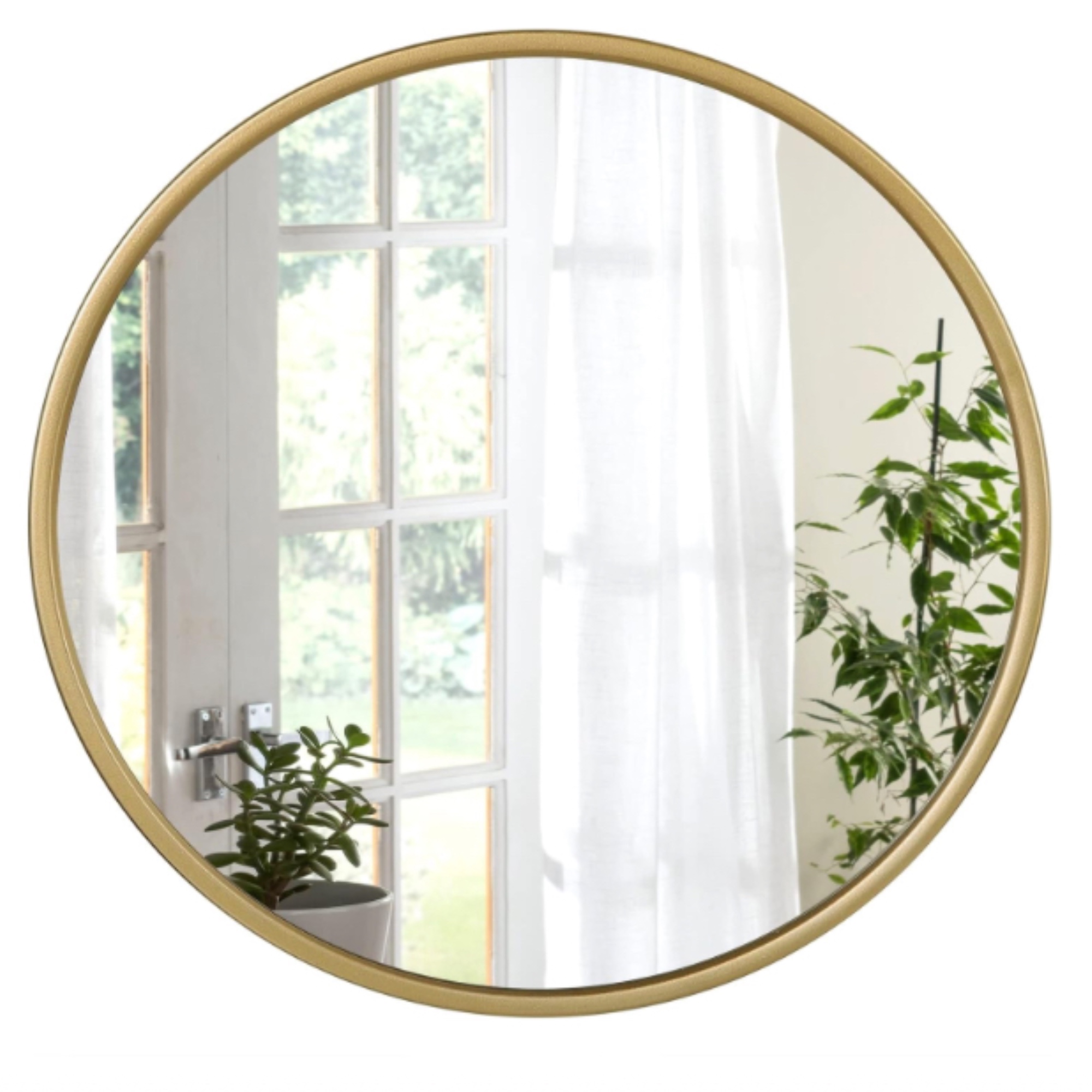 WOLTU, Round Bathroom Wall Mirror with Golden Frame, 40cm