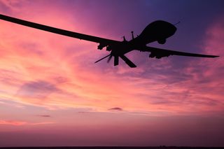 Silhouette of a military drone