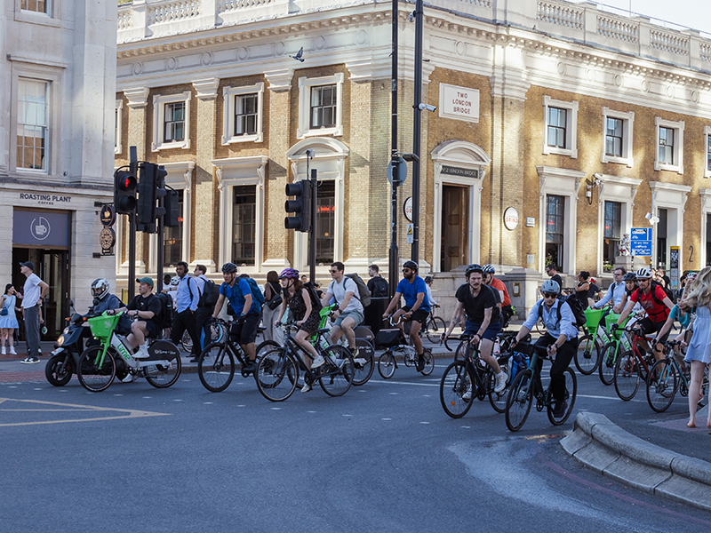 a group of cyclists in London