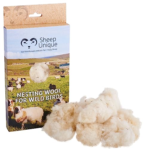 Bird Nesting Material - 100% Pure Natural British Wool. Soft, Warm and Eco-Friendly - Made Only From High-Welfare Sheep Wool Ethically Farmed in Orkney.