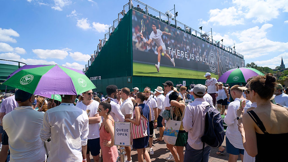 General view of the crowds in the grounds during Wimbledon 2025 in London, England.