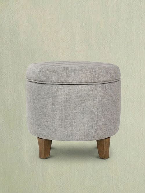 Upholstered Round Tufted Foot Rest Ottoman