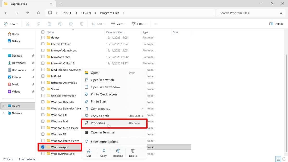 Step by step guide on how to access WindowsApps folders