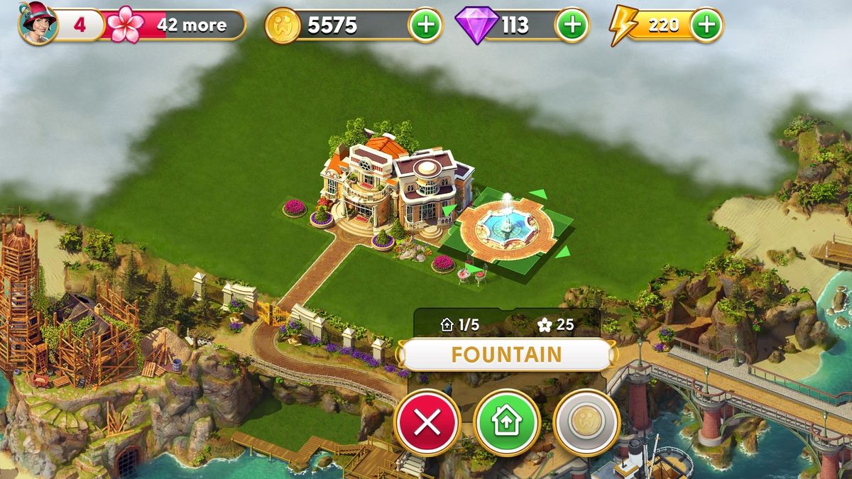 An overview of the customizable manor estate in June's Journey.