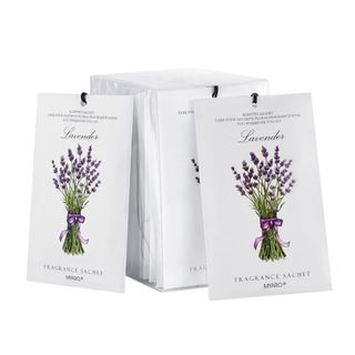 Packs of lavender sachets with lavender illustrations on them