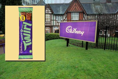 Mint Twirl chocolate bar drop in and Cadbury factory main image