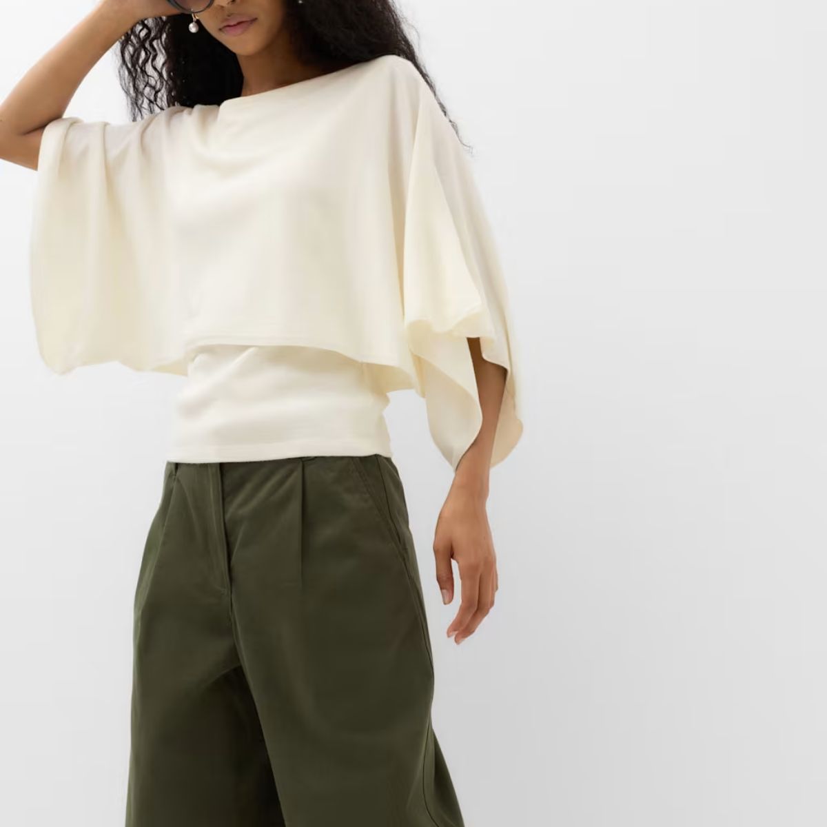 M&amp;amp;S, Slash Neck Cape Knitted Top