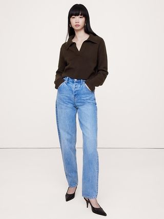 Cashmere Cropped Sweater Polo