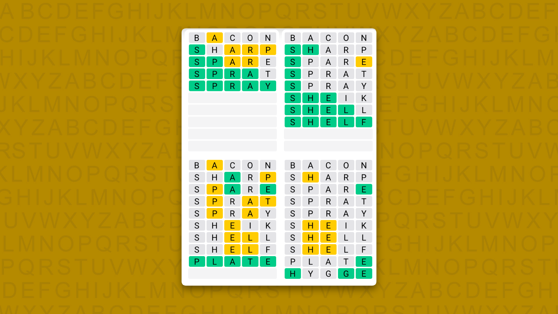 Quordle Daily Sequence answers for game 1737 on a yellow background